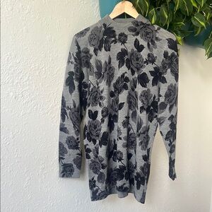 Magnolia Gray Cowl Neck Sweater with Floral Design